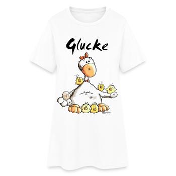 Glückliche Glucke - Frauen T-Shirt-Kleid - Weiß - Vorne