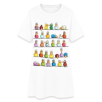 Vogel Farm - Frauen T-Shirt-Kleid - Weiß - Vorne