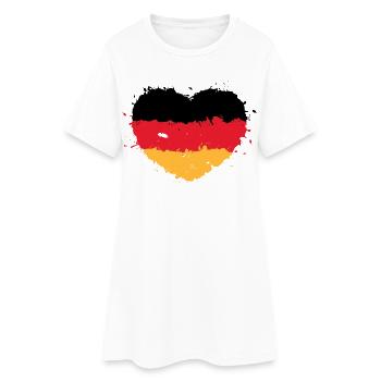 Deutschland Herz – Schwarz Rot Gold Flagge - Frauen T-Shirt-Kleid - Weiß - Vorne