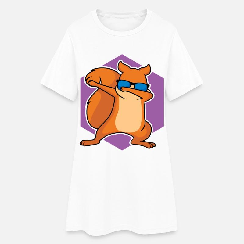 Tanzendes Eichhörnchen - Frauen T-Shirt-Kleid - Weiß