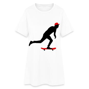 Skateboarding - Frauen T-Shirt-Kleid - Weiß - Vorne