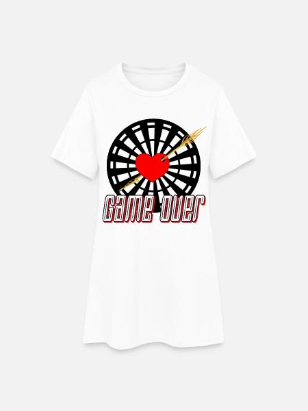 Dartscheibe mit Pfeil im Herz Game over - Frauen T-Shirt-Kleid - Weiß