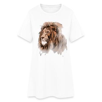 Löwe - Frauen T-Shirt-Kleid - Weiß - Vorne