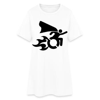 en fauteuil roulant avec des flammes # - Robe T-shirt Femme - blanc - Devant
