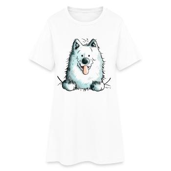 Cute Samoyed Dog - Samoyède - Robe T-shirt Femme - blanc - Devant