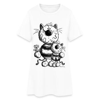 Doux Famille Chat - Robe T-shirt Femme - blanc - Devant