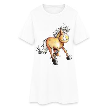 Flotter Haflinger I Hafi I Pferd I Pferdemotiv Fun - Frauen T-Shirt-Kleid - Weiß - Vorne