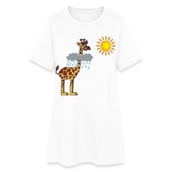 Girafe et soleil - Robe T-shirt Femme - blanc - Devant