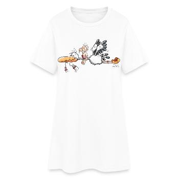 Storch bringt Baby - Frauen T-Shirt-Kleid - Weiß - Vorne