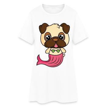 Pug as a mermaid - Women’s T-Shirt Dress - white - Front