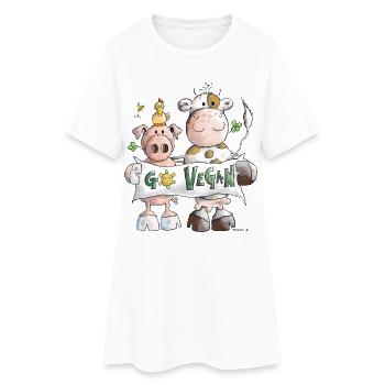 Go Vegan - Frauen T-Shirt-Kleid - Weiß - Vorne