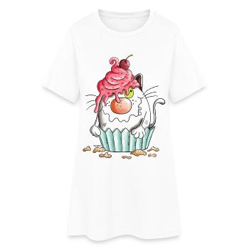 Chat et Muffin - Robe T-shirt Femme - blanc - Devant