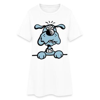 Knuffiges Hündchen - Frauen T-Shirt-Kleid - Weiß - Vorne