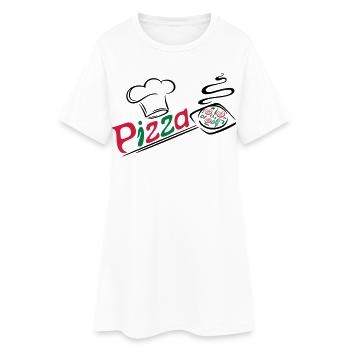 Pizza Bäcker mit Kochmütze, chef hat - Robe T-shirt Femme - blanc - Devant