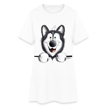 Happy Husky - Robe T-shirt Femme - blanc - Devant