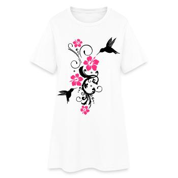 Kolibri Hibiskus Sommer Hummingbird - Frauen T-Shirt-Kleid - Weiß - Vorne