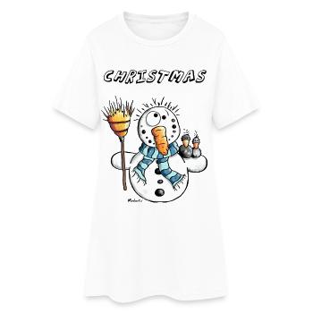 Drôle Bonhomme De Neige - Robe T-shirt Femme - blanc - Devant