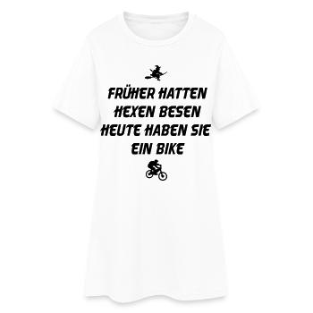 Hexenbesen Bike - Frauen T-Shirt-Kleid - Weiß - Vorne