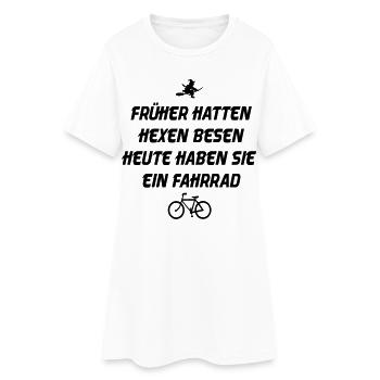 Hexenbesen Fahrrad - Frauen T-Shirt-Kleid - Weiß - Vorne