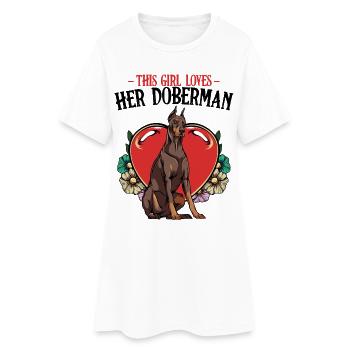 Doberman Heart Tattoo Style - Women’s T-Shirt Dress - white - Front