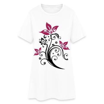 Fleurs avec ornement floral filigrane. Féminin. - Robe T-shirt Femme - blanc - Devant