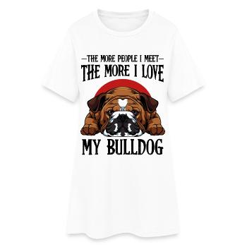 Illustration de tête de bouledogue en demi-cercle rouge - Robe T-shirt Femme - blanc - Devant