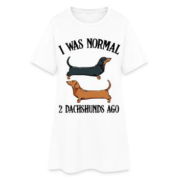 Dachshund Duo Contrast Silhouette - Women’s T-Shirt Dress - white - Front