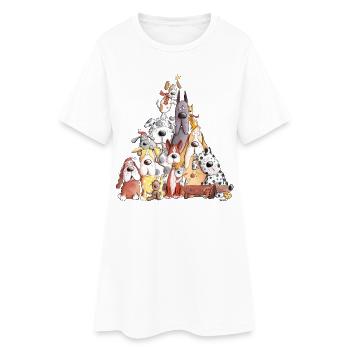 MERRY WOOFMAS Chien de Noël pile I chiens - Robe T-shirt Femme - blanc - Devant