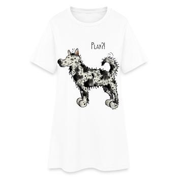 Mudi Play - Frauen T-Shirt-Kleid - Weiß - Vorne