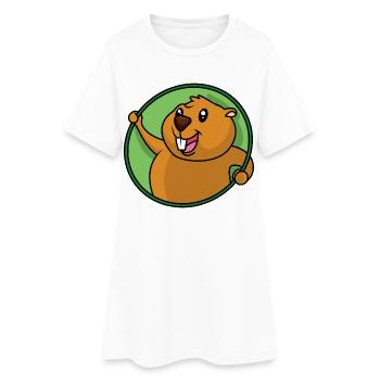 Funny beaver design - Women’s T-Shirt Dress - white - Front