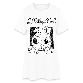 Drôle Airedale Terrier - Chien - Cadeau - Robe T-shirt Femme - blanc - Devant