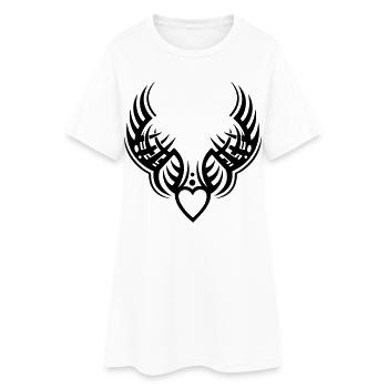 Tatouage, ailes, ange gardien avec coeur. - Robe T-shirt Femme - blanc - Devant