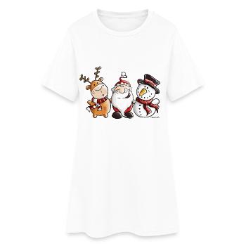 Weihnachtsmann unter Freunden - Weihnachten - Xmas - Frauen T-Shirt-Kleid - Weiß - Vorne