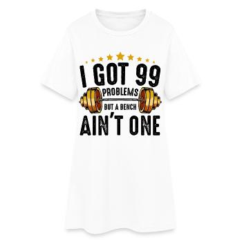 Gold Barbell Stars Gym Tee - Women’s T-Shirt Dress - white - Front