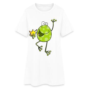 Frosch mit Krone - Frösche - Kröte - Comic - König - Frauen T-Shirt-Kleid - Weiß - Vorne