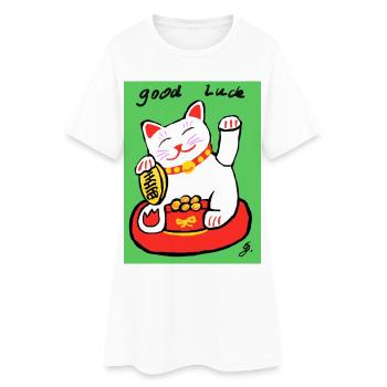 EG cat I tier I waving cat I porte-bonheur - Robe T-shirt Femme - blanc - Devant