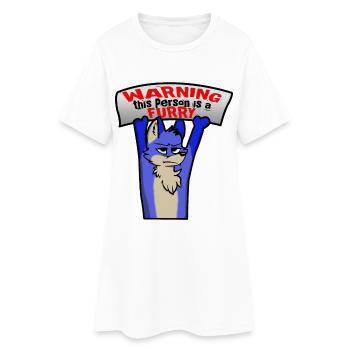 Attention cette personne est poilue - Robe T-shirt Femme - blanc - Devant
