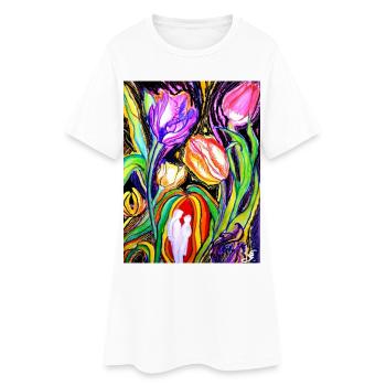 EG Blumen I Tulpen I Geburtstag I Zeichnung - Frauen T-Shirt-Kleid - Weiß - Vorne