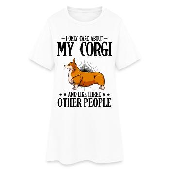 Orange Corgi Illustration - Robe T-shirt Femme - blanc - Devant