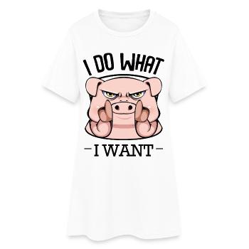 Des cochons en colère pointant du doigt - Robe T-shirt Femme - blanc - Devant