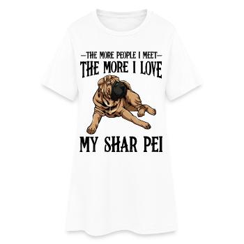 Lässiger Bulldoggen-Lounge-Print Shar Pei - Frauen T-Shirt-Kleid - Weiß - Vorne