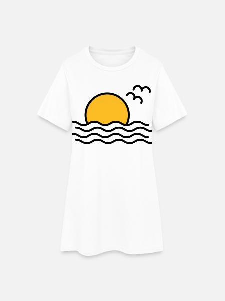 Sonnenuntergang - Frauen T-Shirt-Kleid - Weiß