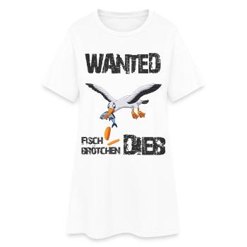 Wanted - Der berüchtigte Fischbrötchen Dieb - Frauen T-Shirt-Kleid - Weiß - Vorne