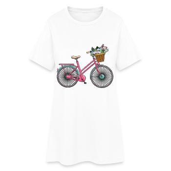 Women's Bicycle Flowers - Women’s T-Shirt Dress - white - Front