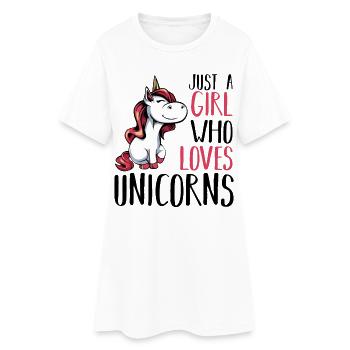 La fille adore la licorne - Robe T-shirt Femme - blanc - Devant