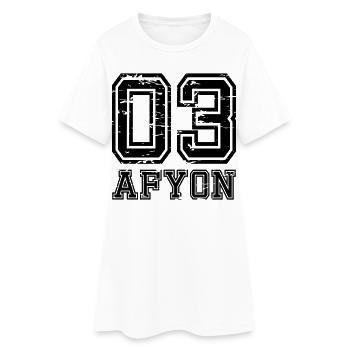 Afyon 03 look usé - Robe T-shirt Femme - blanc - Devant