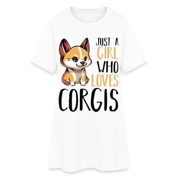 La fille corgi adore les chiens - Robe T-shirt Femme - blanc - Devant