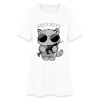 Agent de sécurité Cat avec pistolet - Robe T-shirt Femme - blanc - Devant