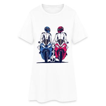 Motorcycle Couple Love - Women’s T-Shirt Dress - white - Front