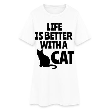 La vie est meilleure avec un chat, des chats, des animaux # - Robe T-shirt Femme - blanc - Devant